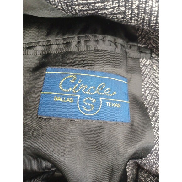 Circle Dallas Mens Blazer Jacket Black Gray 44R 100% Silk Tweed Chevron - Picture 12 of 14